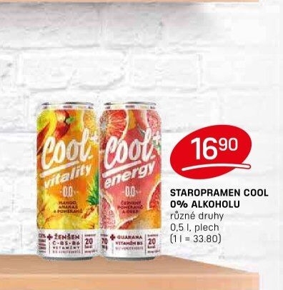 Nealkoholické pivo ochucené Staropramen Cool