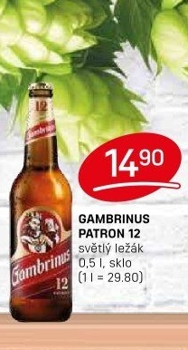 Pivo světlý ležák 12° Patron Gambrinus