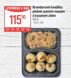 Bramborové knedlíky plněné uzeným s kysaným zelímGlobus