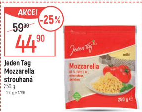 Sýr Mozzarella strouhaná Jeden Tag