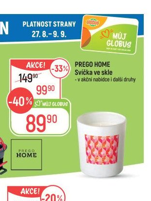 PREGO HOME Svíčka ve skle - Globus akcniletaky.com
