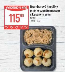 Bramborové knedlíky plněné uzeným s kysaným zelímGlobus