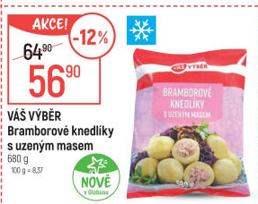 Bramborové knedlíky s uzeným masem mražené Váš Výběr