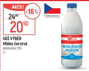Mléko čerstvé Váš Výběr- 1,5% polotučné