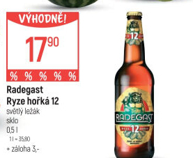 Pivo světlý ležák 12° Ryze hořká Radegast