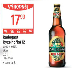 Pivo světlý ležák 12° Ryze hořká Radegast