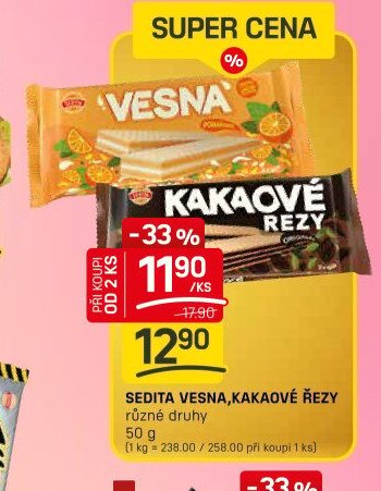 SEDITA VESNA, KAKAOVÉ ŘEZY