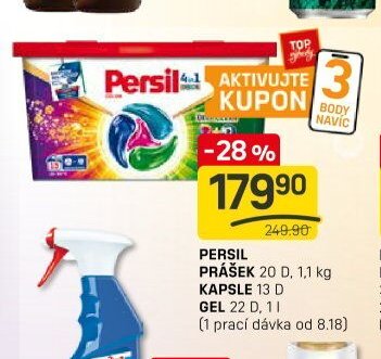 PERSIL PRÁŠEK 20 D, 1,1 kg, KAPSLE 13 D, GEL 22 D, 1 l - FLOP TOP akcniletaky.com