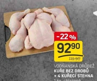 Kuře + 4 kuřecí stehna Vodňanské kuře