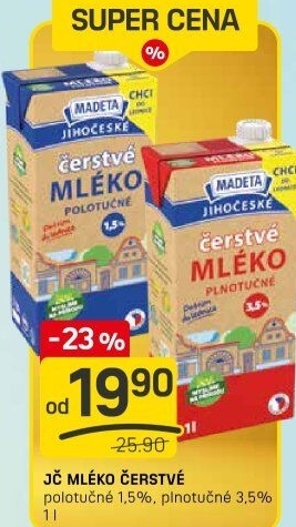 Mléko čerstvé Jihočeské Madeta