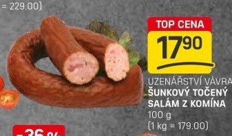 Salám šunkový točený z komína Uzenářství Vávra