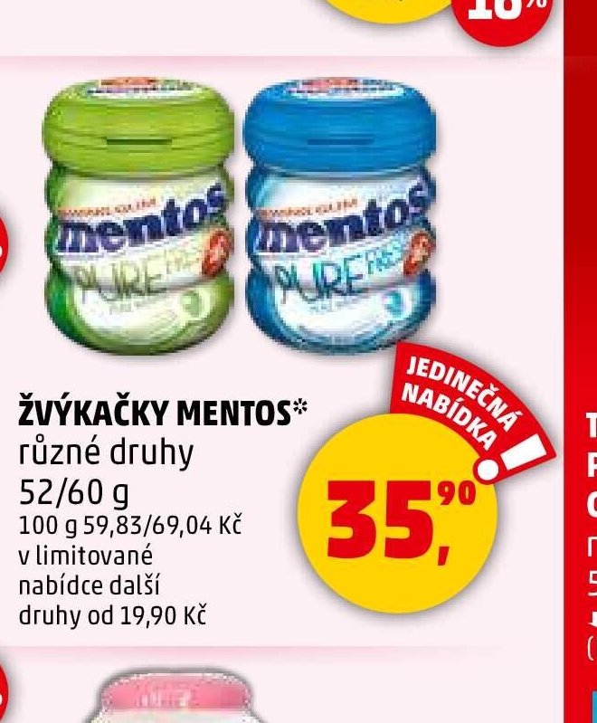Žvýkačky Mentos různé druhy 52/60 g