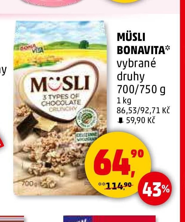 Müsli Bonavita vybrané druhy 700/750 g