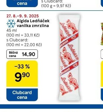 Algida Ledňáček vanilka zmrzlina