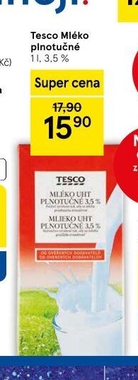 Tesco Mléko plnotučné 3,5 %