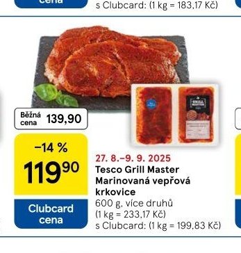 Tesco Grill Master Marinovaná vepřová krkovice