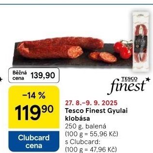 Klobása Gyulai mild Tesco Finest