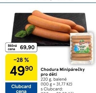 Mini párečky pro děti Beskydské uzeniny Chodura