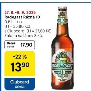 Pivo světlé výčepní Rázná 10° Radegast