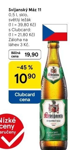 Pivo světlý ležák 11° Svijanský Máz Svijany