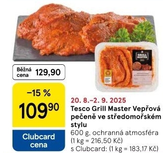 Vepřová pečeně marinovaná Středomoří Grill Master Tesco