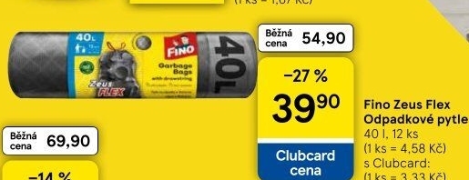 Zatahovací pytle na odpadky Zeus Flex 40 l Fino