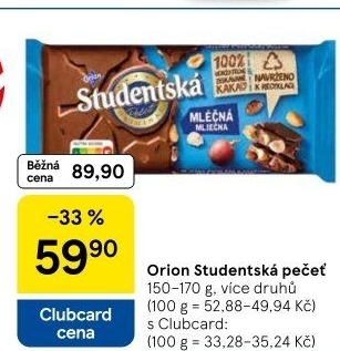 Čokoláda Studentská pečeť Orion