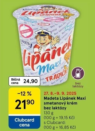 Dezert Lipánek bez laktózy Madeta