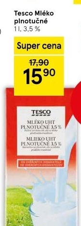 Mléko trvanlivé Tesco - 3,5% plnotučné
