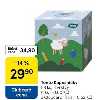 Papírové kapesníčky 3vrstvé Tento - box