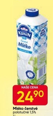 Mléko čerstvé Mlékárna Kunín - 1,5% polotučné