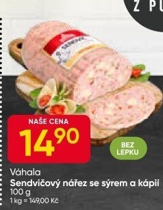 Nářez sendvičový se sýrem a kapií Váhala