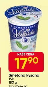 Smetana zakysaná z Valašska Mlékárna Valašské Meziříčí 15%