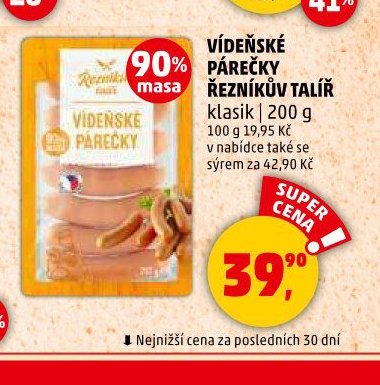 Vídeňské párečky Řezníkův talíř