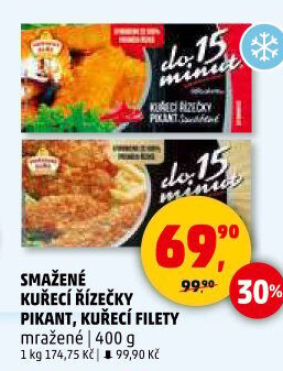 Řízečky kuřecí smažené mražené Pikant Vodňanské kuře