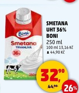 Smetana ke šlehání Boni 36%