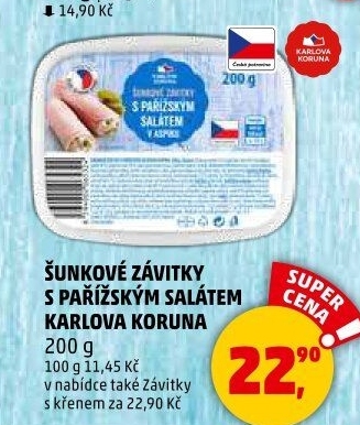 Šunkový závitek s pařížským salátem Karlova Koruna
