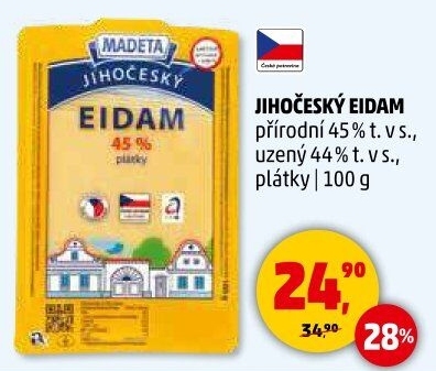 Sýr Eidam Jihočeský 45% Madeta