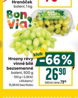 Hrozny révy vinné bílé bezsemenné, 500 g