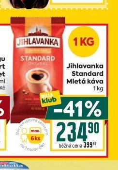 Jihlavanka Standard Mletá káva, 1 kg