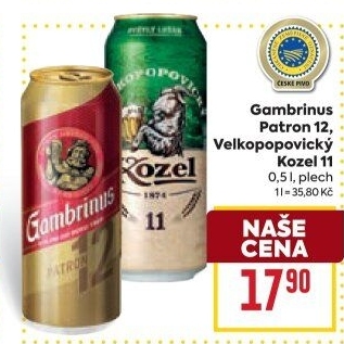 Pivo světlý ležák 12° Patron Gambrinus