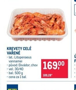 KREVETY CELÉ VAŘENÉ