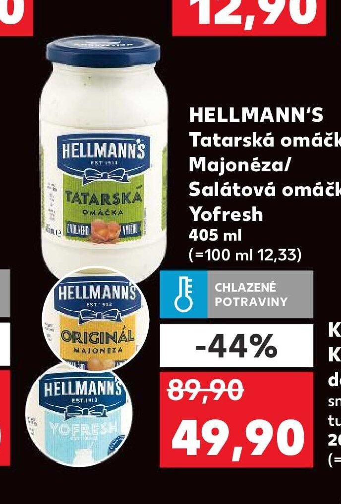 HELLMANN'S Tatarská omáčka/Majonéza/Salátová omáčka/Yofresh