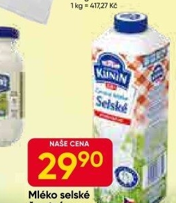 Mléko čerstvé selské Mlékárna Kunín -plnotučné