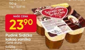 Pudinkový dezert Srdíčko Zott