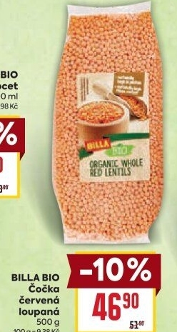 Čočka červená Bio Billa