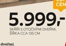 SKŘÍŇ S OTOČNÝMI DVEŘMI, ŠÍRKA CCA 135 CM