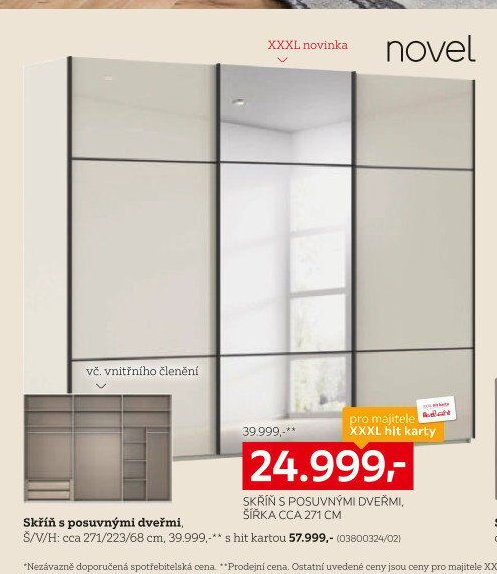Skříň s posuvnými dveřmi, ŠÍŘKA CCA 271 CM