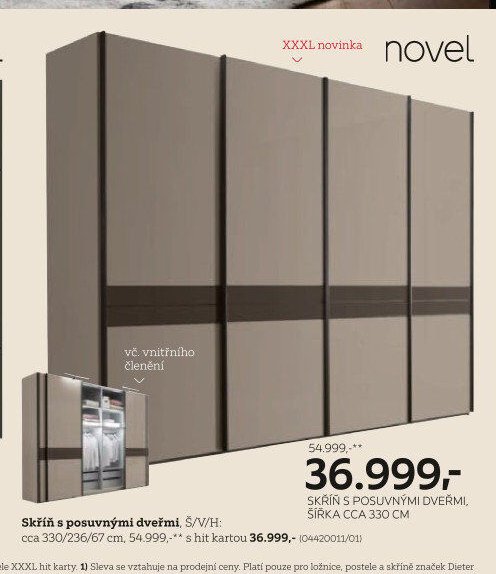 Skříň s posuvnými dveřmi, ŠÍŘKA CCA 330 CM