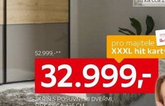Skříň s posuvnými dveřmi, šířka cca 336 cm